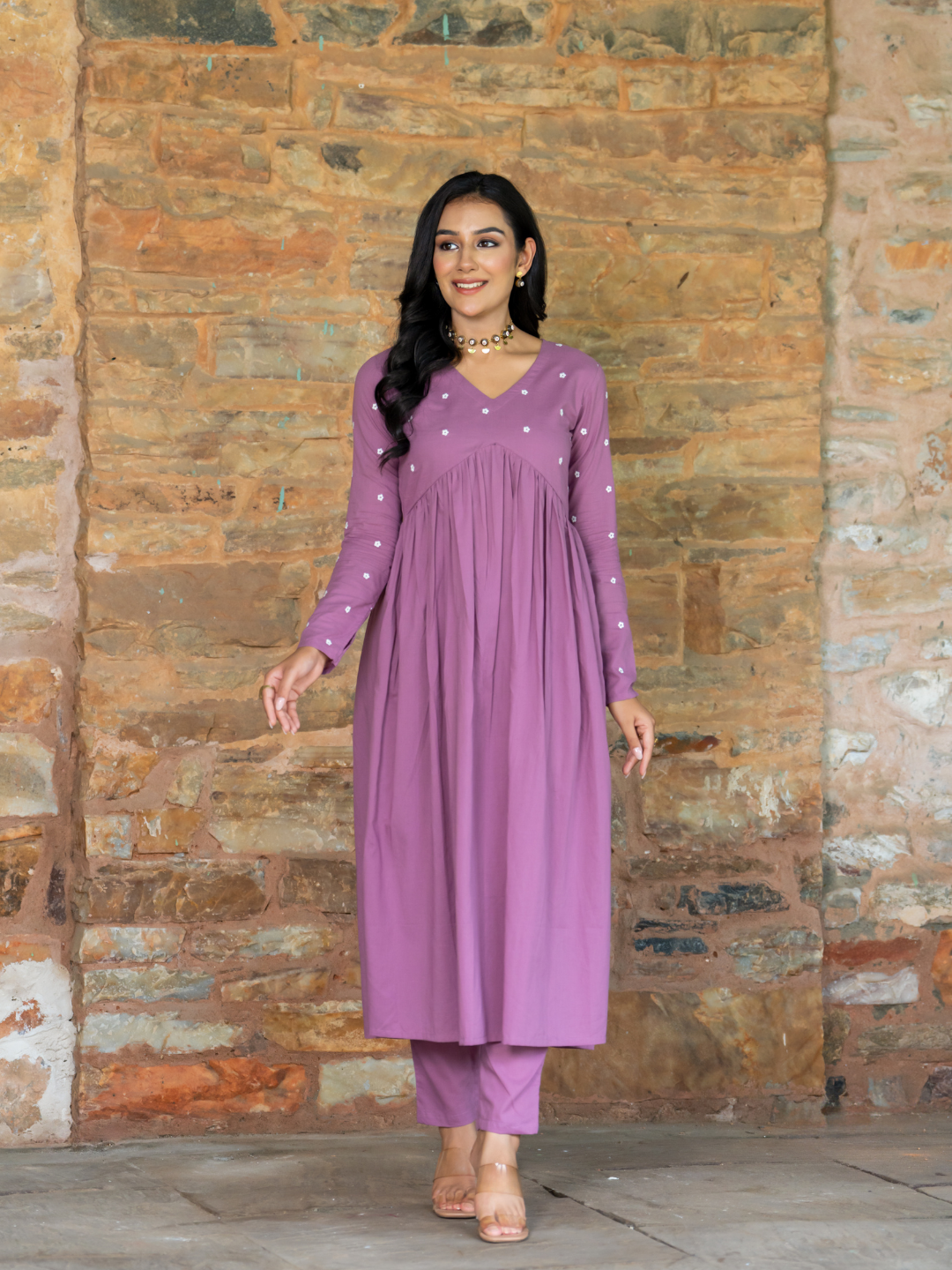 LAVENDER HUES EMBROIDERY KURTA SET