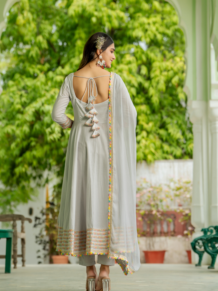 CELESTIAL GREY ANARKALI SET