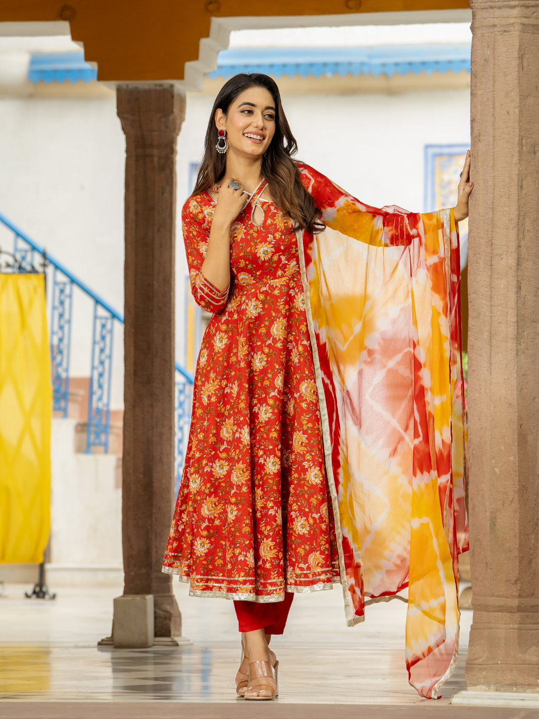 RADIANT RUBY ANARKALI SET