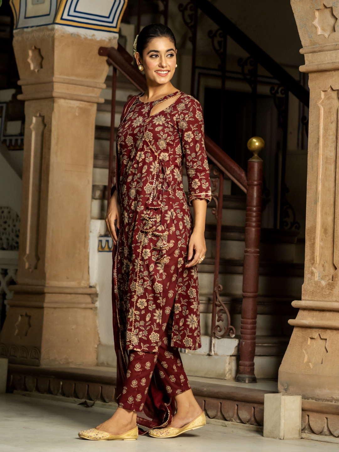 ENRICHED WINE BLOSSOM KURTA SET