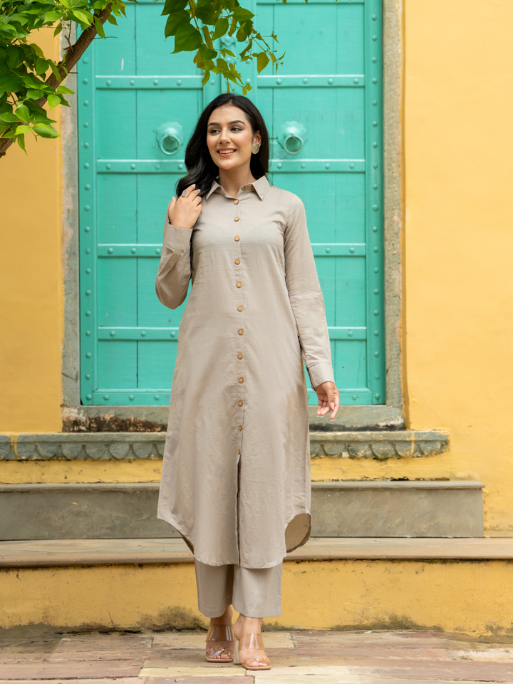 MODERN ELEGANCE GREY KURTA SET