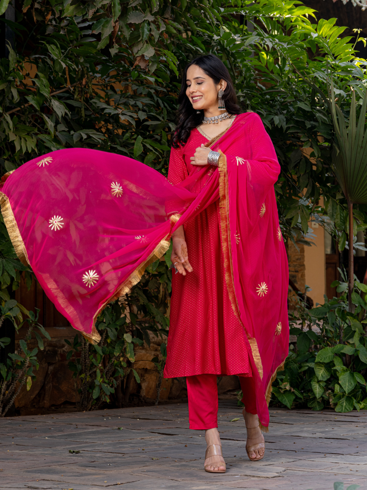 PINK POLKA DOT KURTA SET