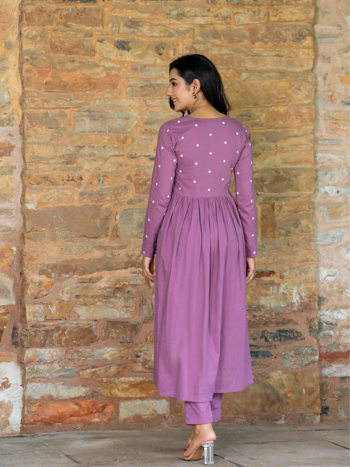 LAVENDER HUES EMBROIDERY KURTA SET