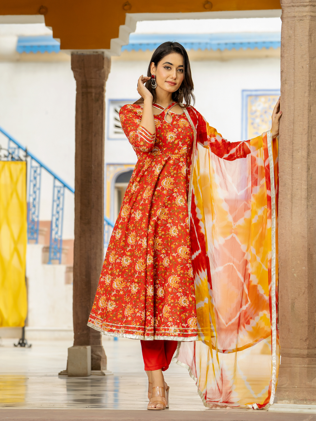 RADIANT RUBY ANARKALI SET