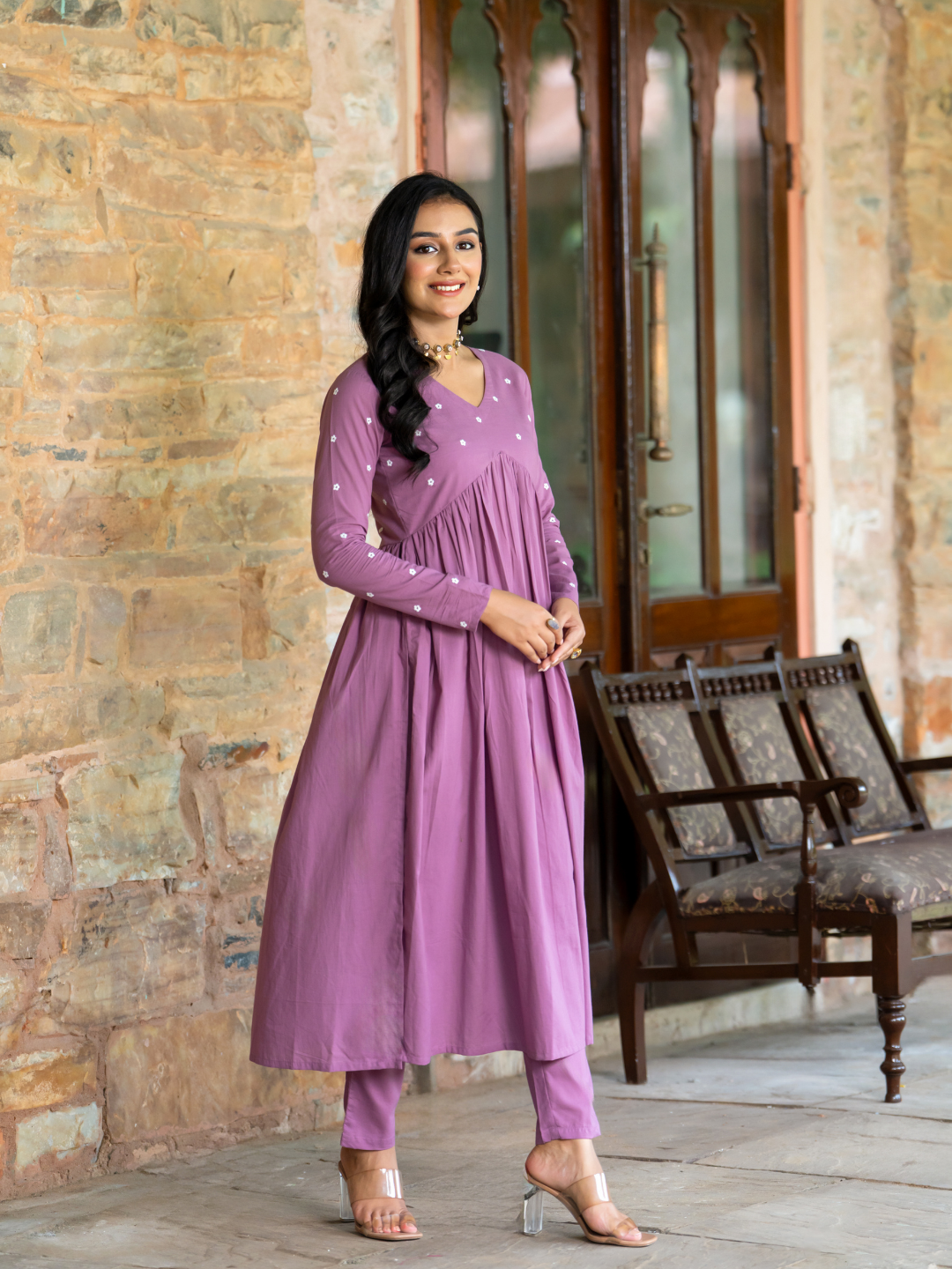 LAVENDER HUES EMBROIDERY KURTA SET