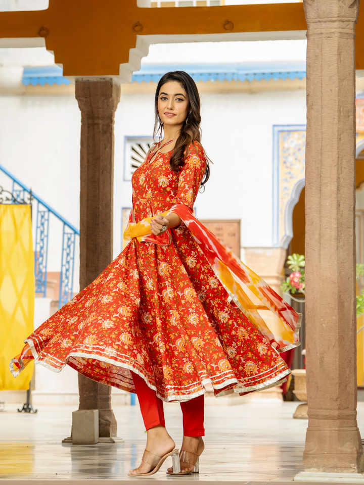 RADIANT RUBY ANARKALI SET