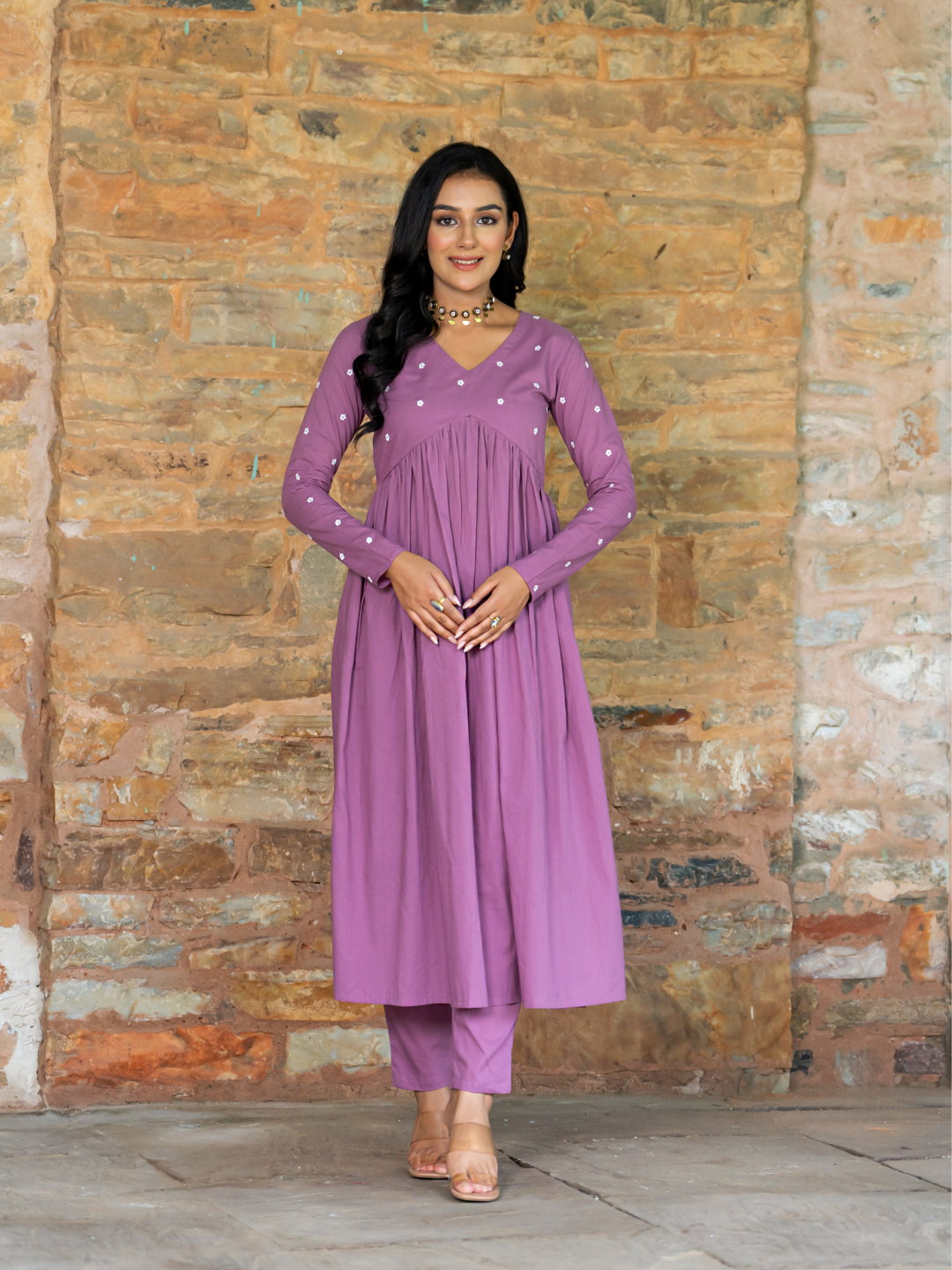 LAVENDER HUES EMBROIDERY KURTA SET