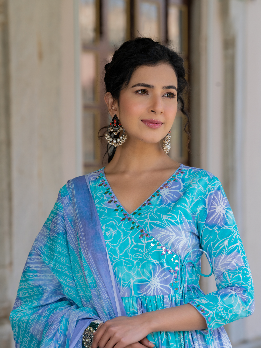 SKY-BOUND TIERED GOTA SUIT SET