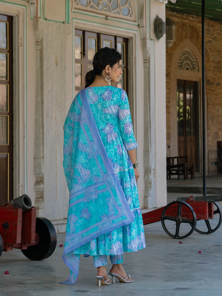 SKY-BOUND TIERED GOTA SUIT SET