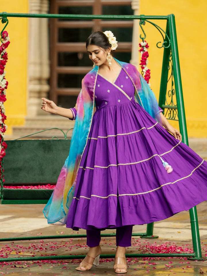 GRAND PURPLE EMBROIDERY SUIT SET