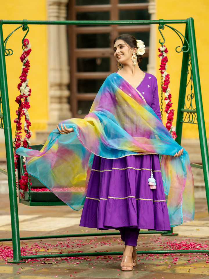 GRAND PURPLE EMBROIDERY SUIT SET