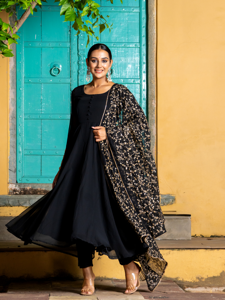 BLACK ZARI SPLENDOR ANARKALI SET