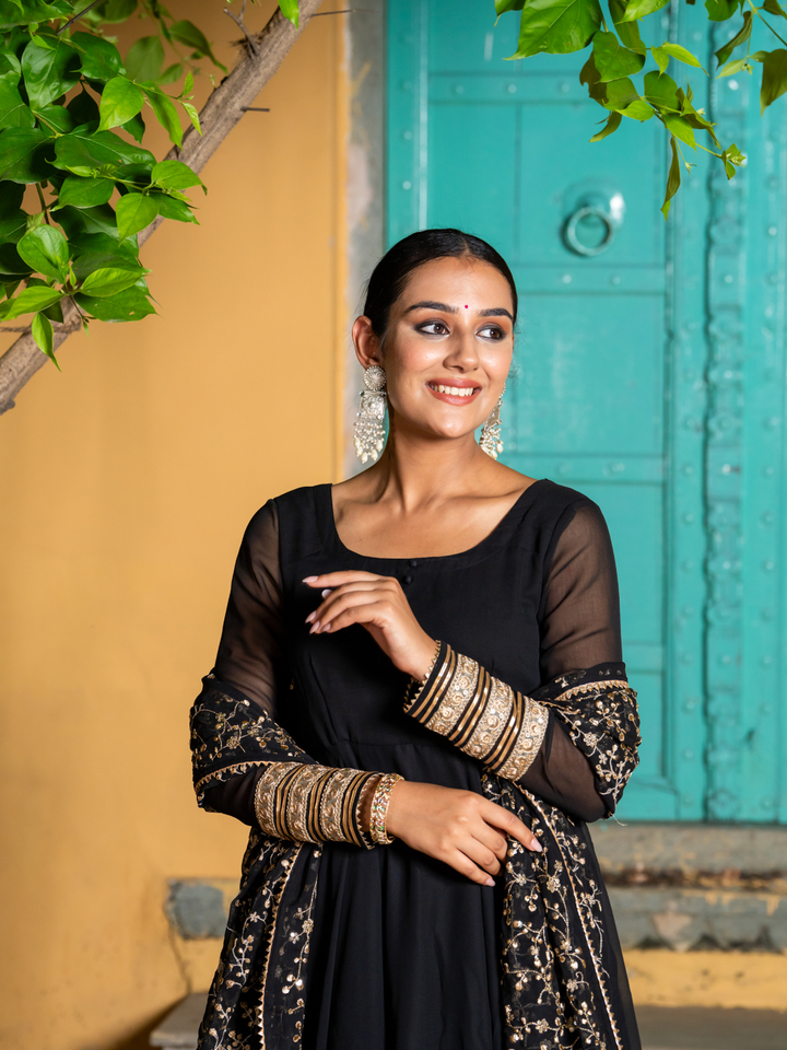 BLACK ZARI SPLENDOR ANARKALI SET