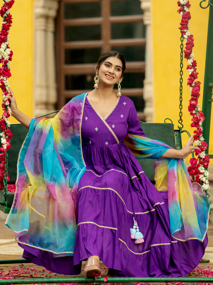 GRAND PURPLE EMBROIDERY SUIT SET
