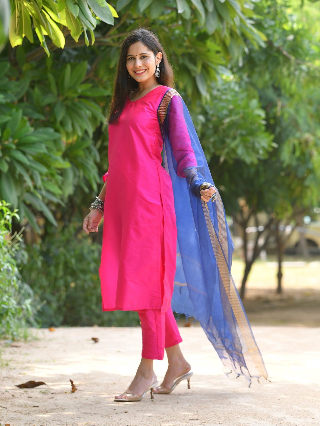 PINK SILK CASUAL KURTA SET