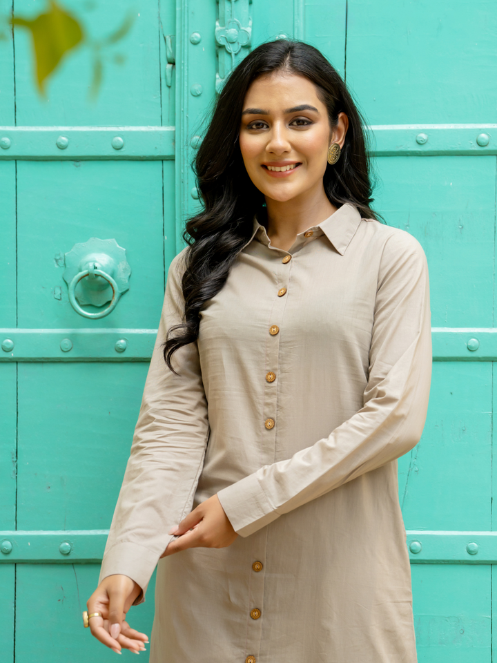 MODERN ELEGANCE GREY KURTA SET
