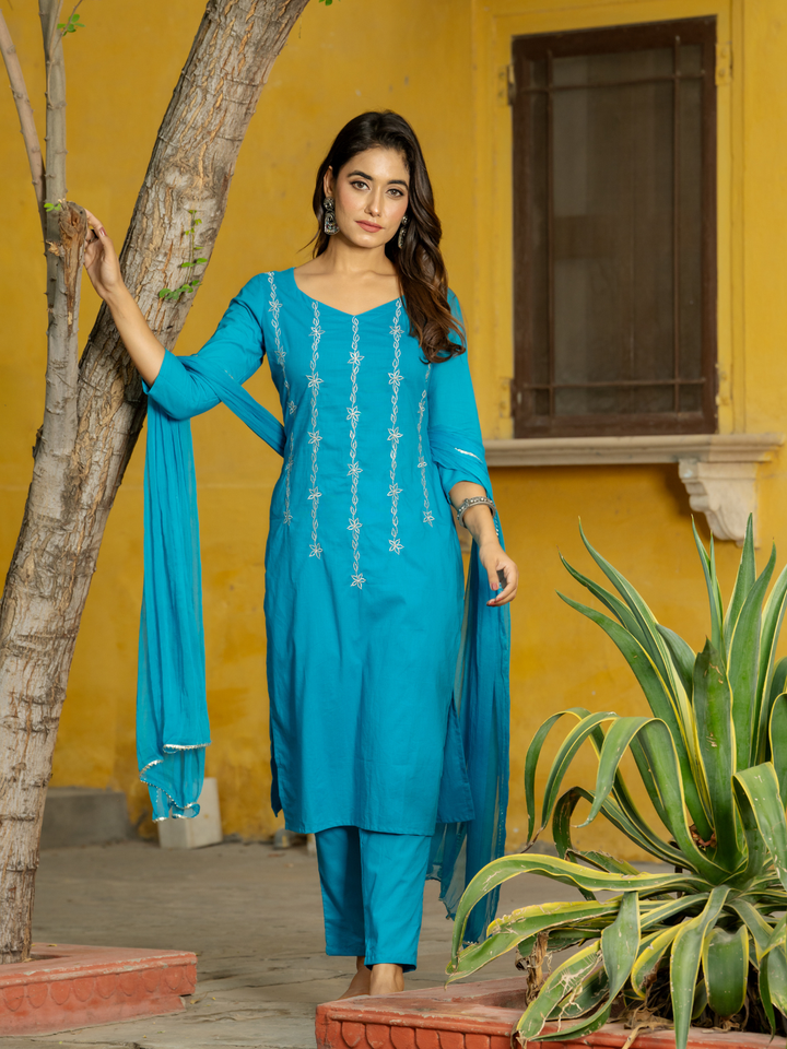 RADIANT TURQUOISE ZARI KURTA SET