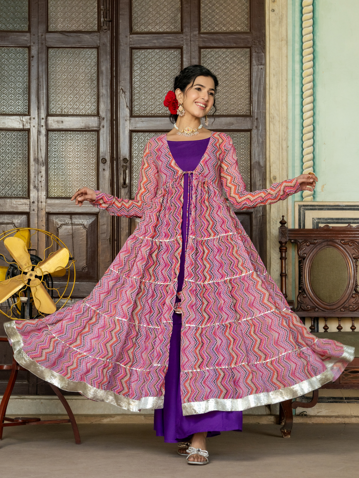 PURPLE MAJESTY GEORGETTE SHRUG SET