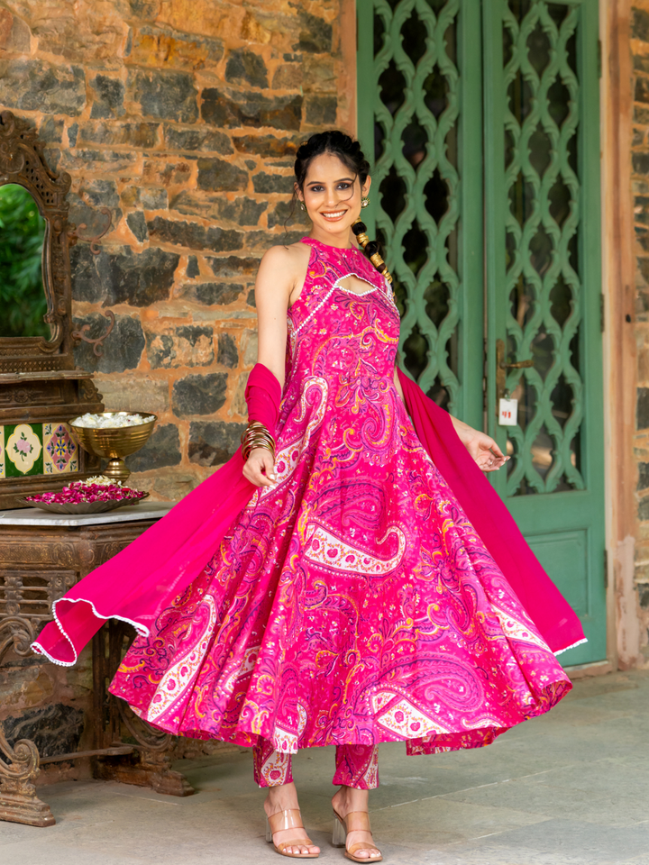 PINK PETAL ANARKALI SET