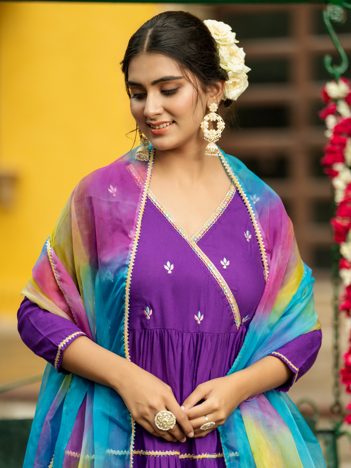 GRAND PURPLE EMBROIDERY SUIT SET