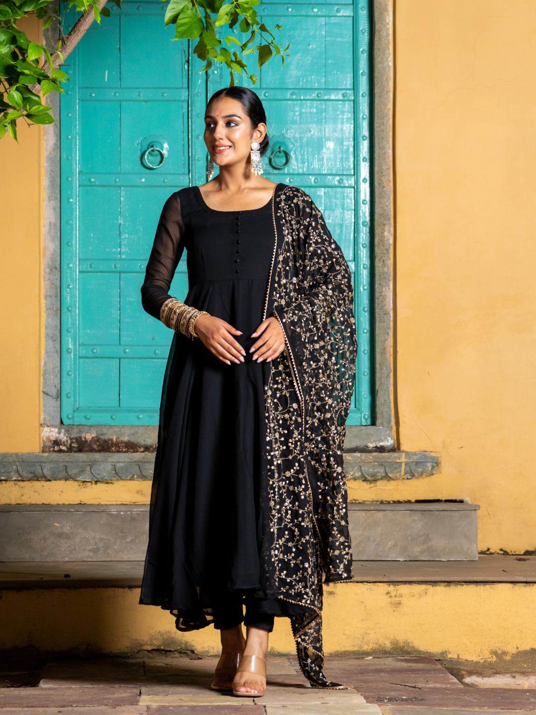 BLACK ZARI SPLENDOR ANARKALI SET