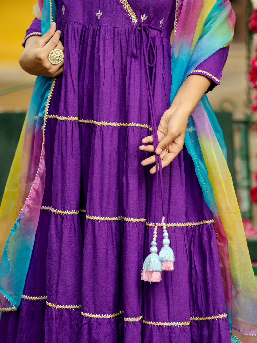 GRAND PURPLE EMBROIDERY SUIT SET