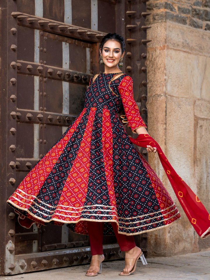 BLACK BANDHANI RADIANCE ANARKALI SET