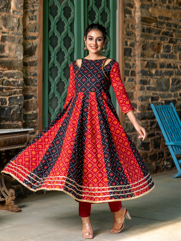 BLACK BANDHANI RADIANCE ANARKALI SET