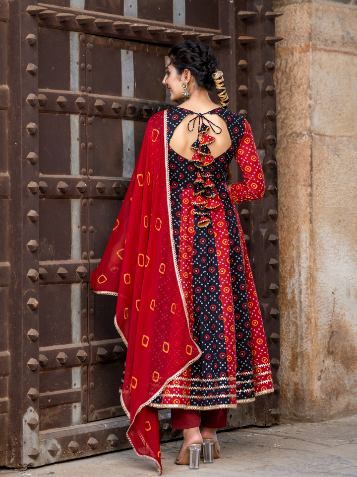 BLACK BANDHANI RADIANCE ANARKALI SET