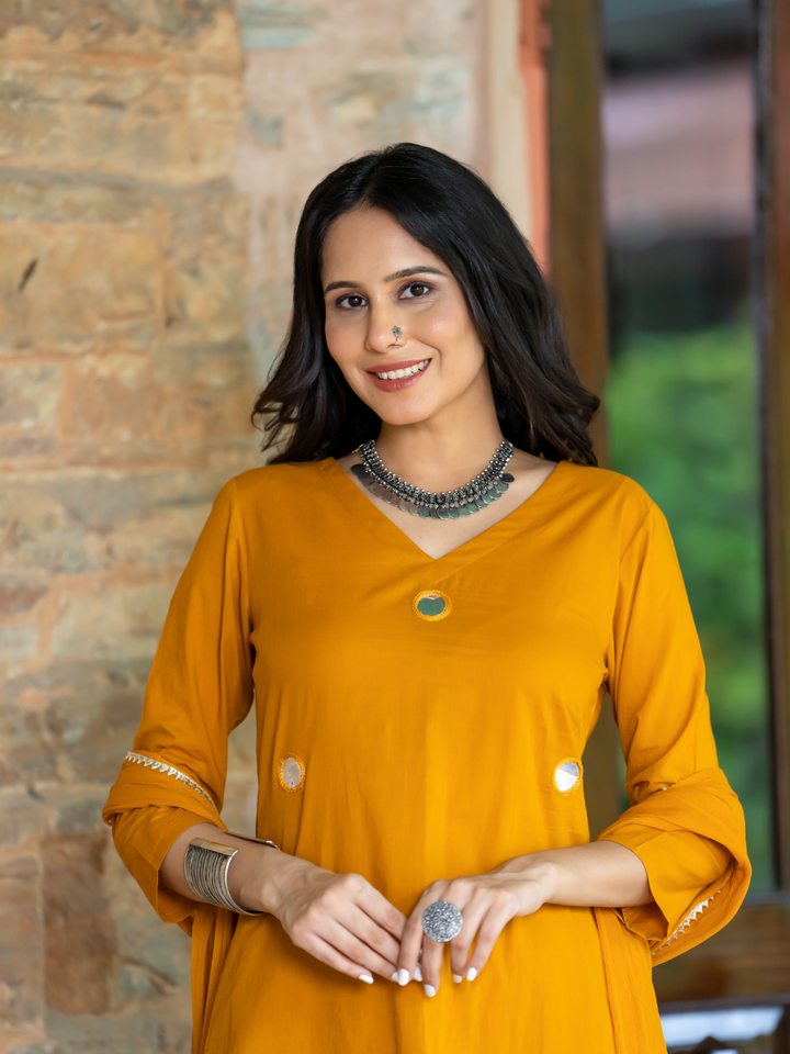MUSTARD ARTISAN MIRROR KURTA SET