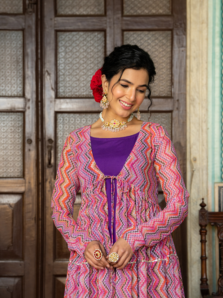 PURPLE MAJESTY GEORGETTE SHRUG SET