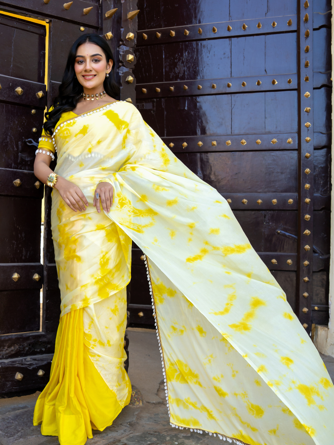 SUNFLOWER TIE-DYE PRE-DRAPED SAREE