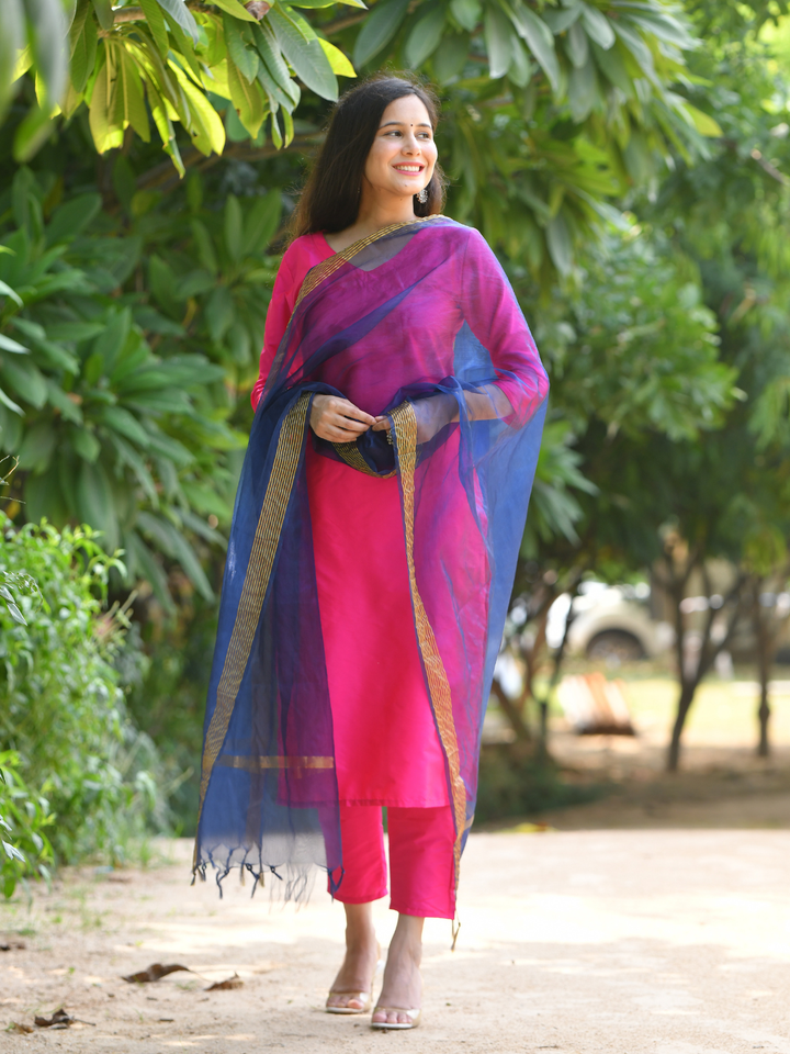 PINK SILK CASUAL KURTA SET