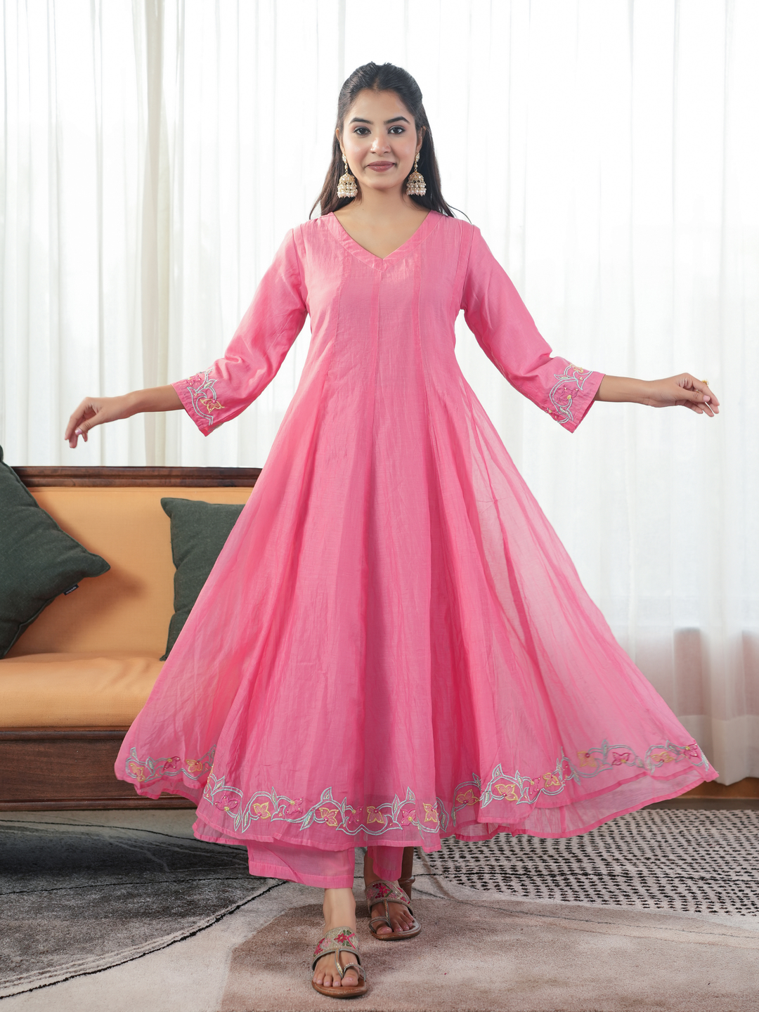 GUL EMBROIDERED PEACH ANARKALI SET