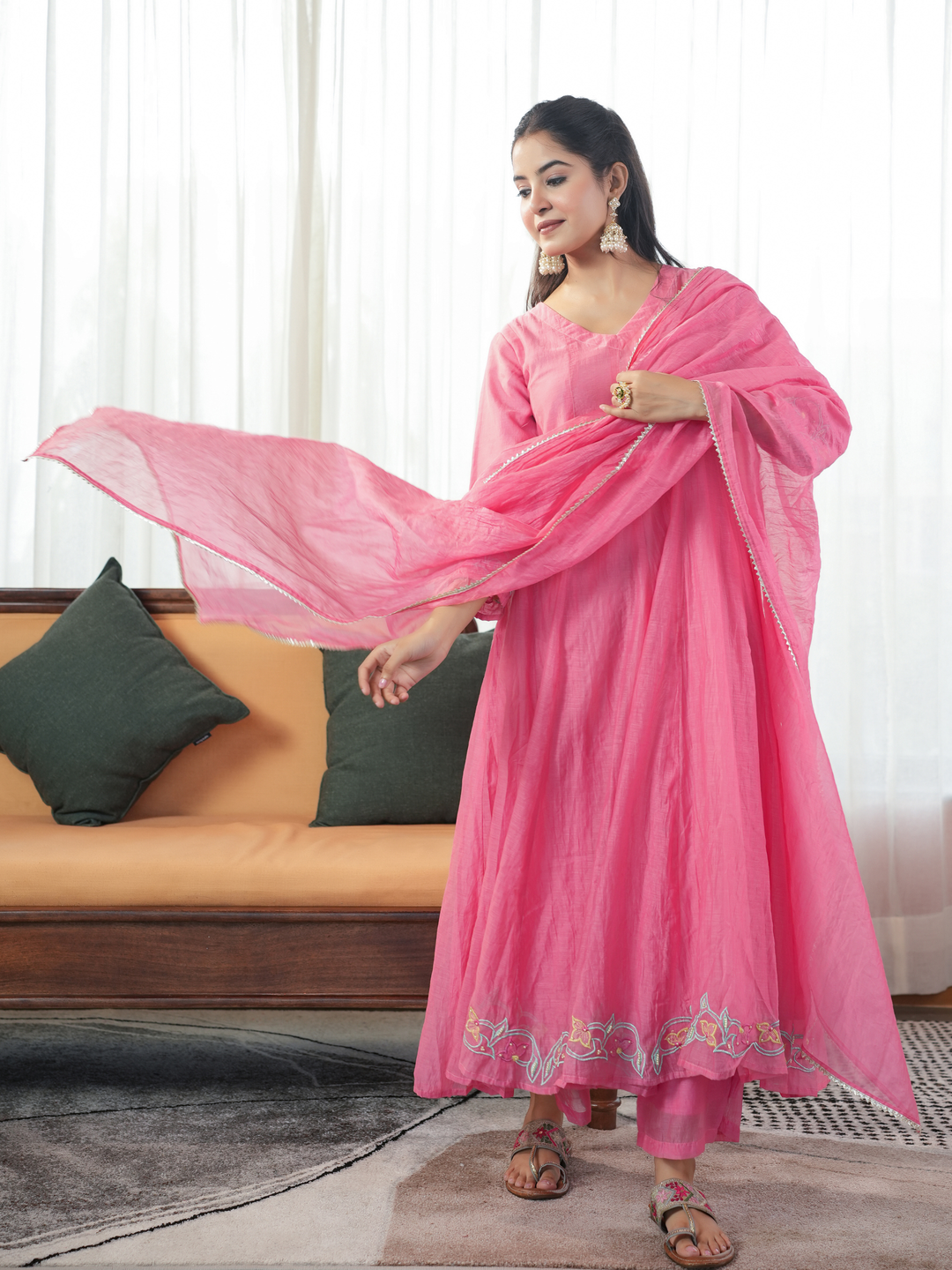 GUL EMBROIDERED PEACH ANARKALI SET