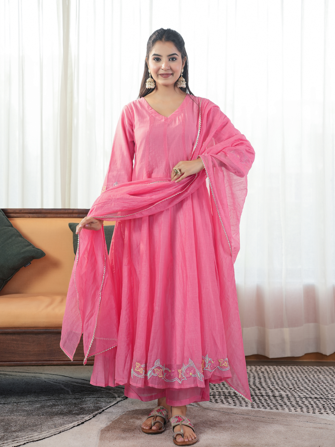 GUL EMBROIDERED PEACH ANARKALI SET