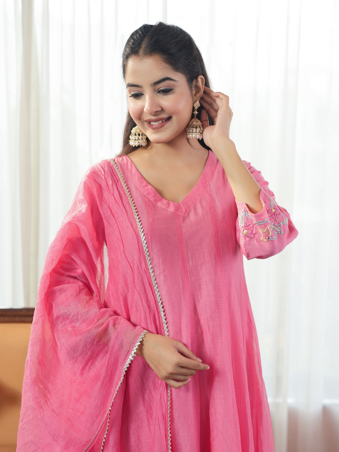 GUL EMBROIDERED PEACH ANARKALI SET