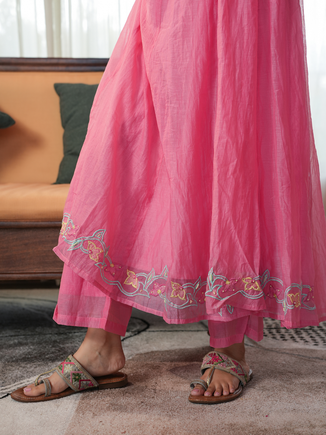 GUL EMBROIDERED PEACH ANARKALI SET