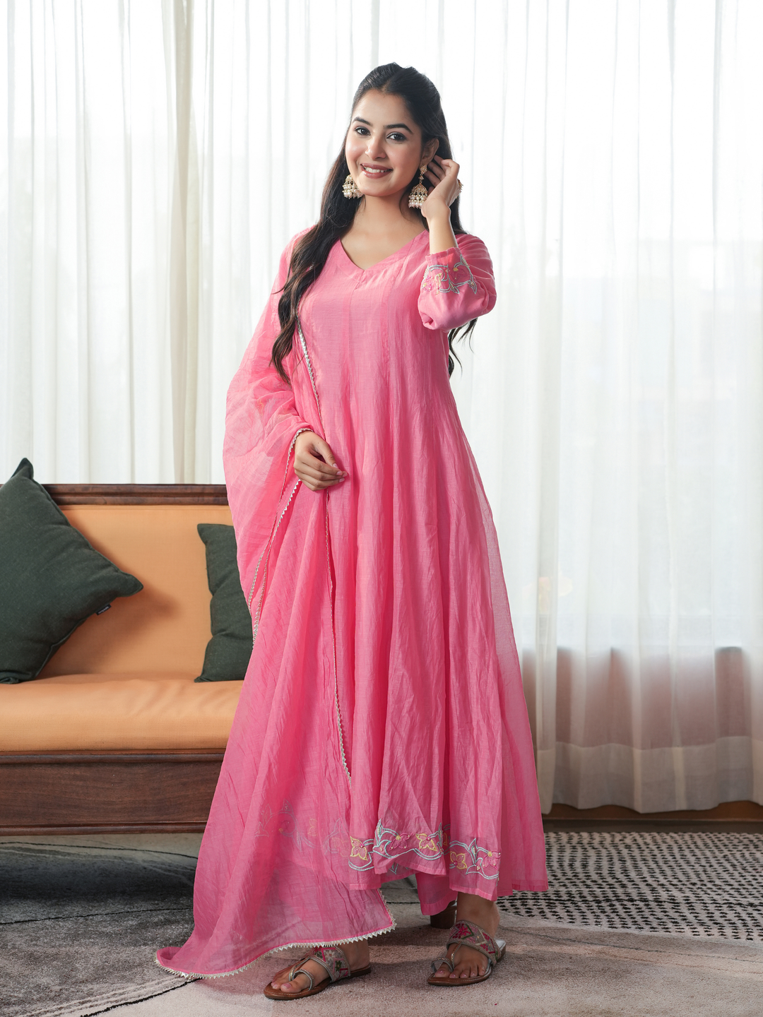 GUL EMBROIDERED PEACH ANARKALI SET