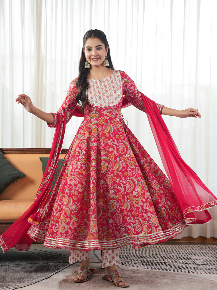 RANI FLORAL LACE WORK ANARKALI SET