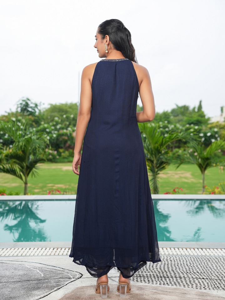 SHINY GEORGETTE SLEEVELESS KURTA SET
