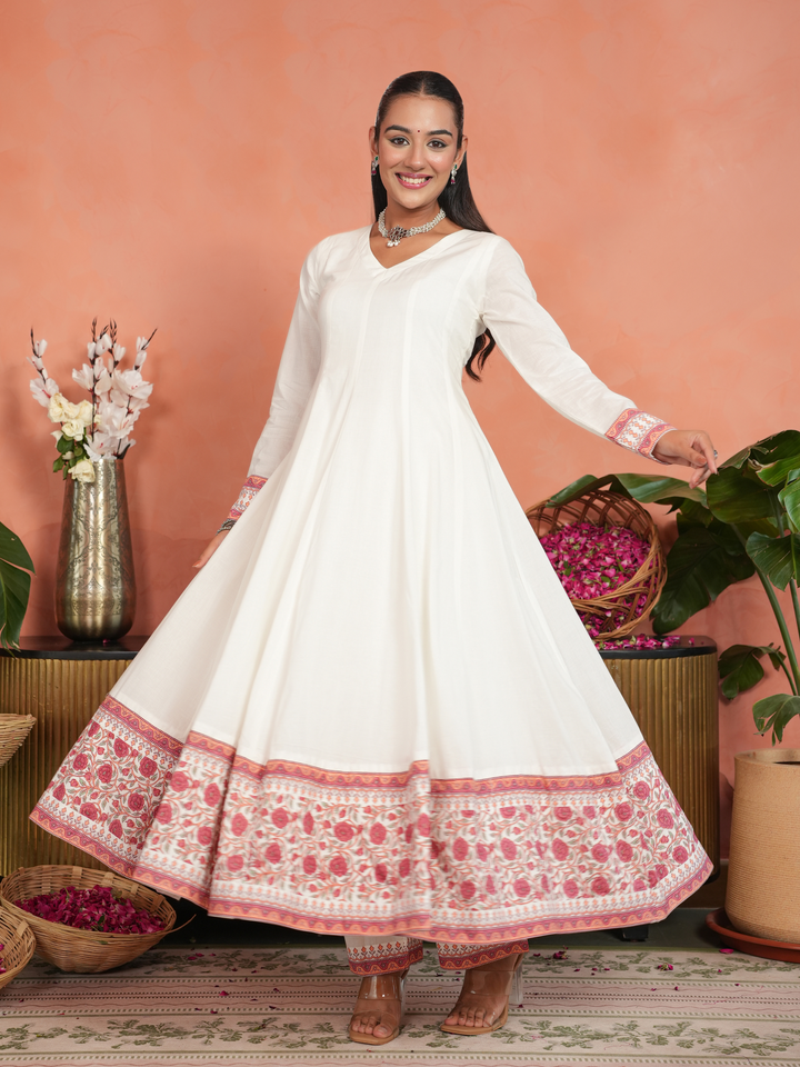 PINK KINARI PRINTED ANARKALI SET