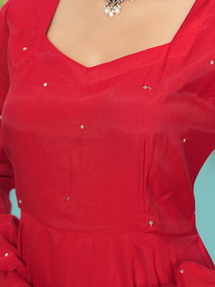 RAKTIKA GOTA MUL CHANDERI ANARKALI SET