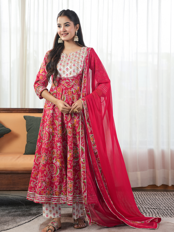 RANI FLORAL LACE WORK ANARKALI SET
