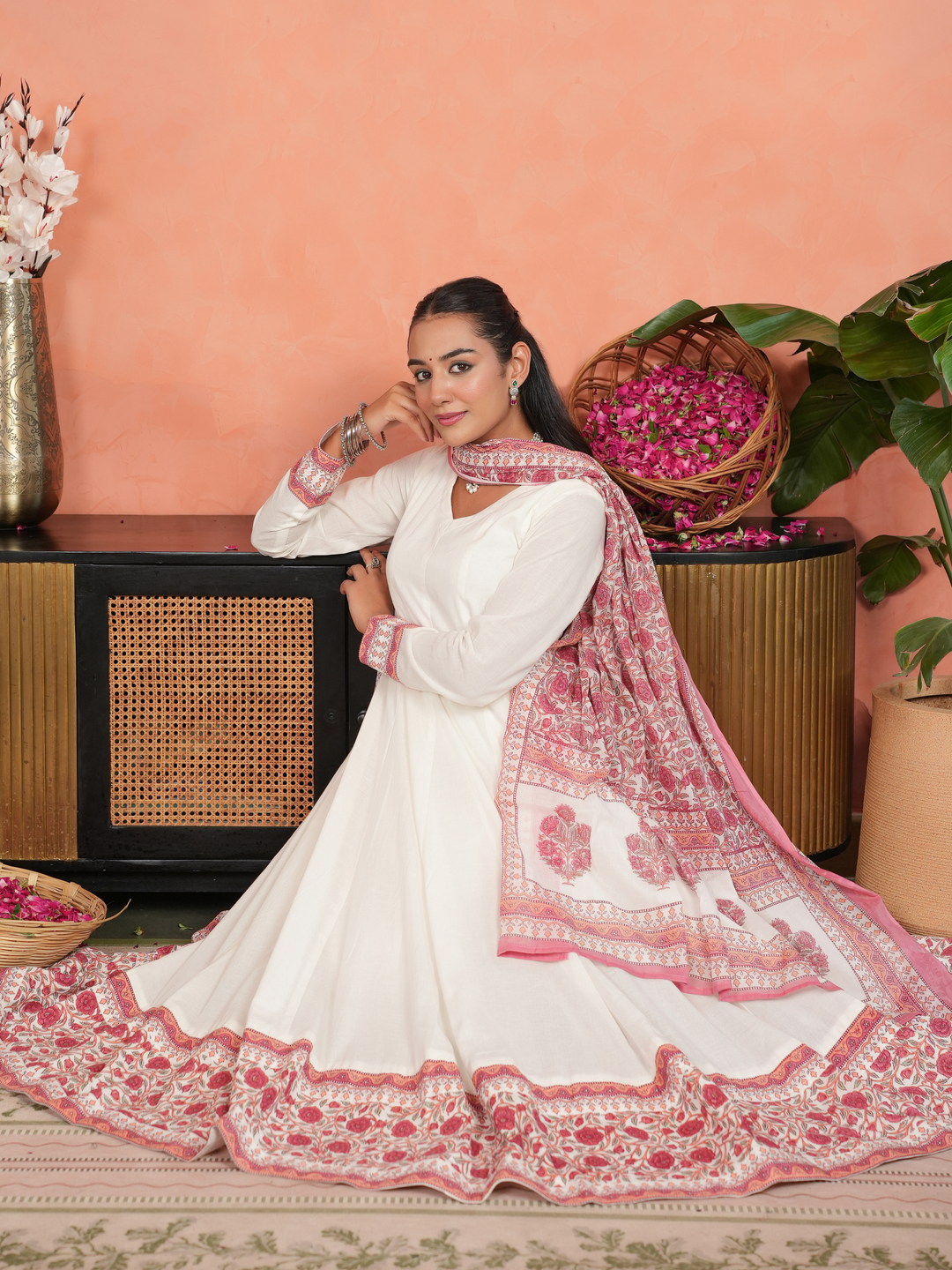 PINK KINARI PRINTED ANARKALI SET