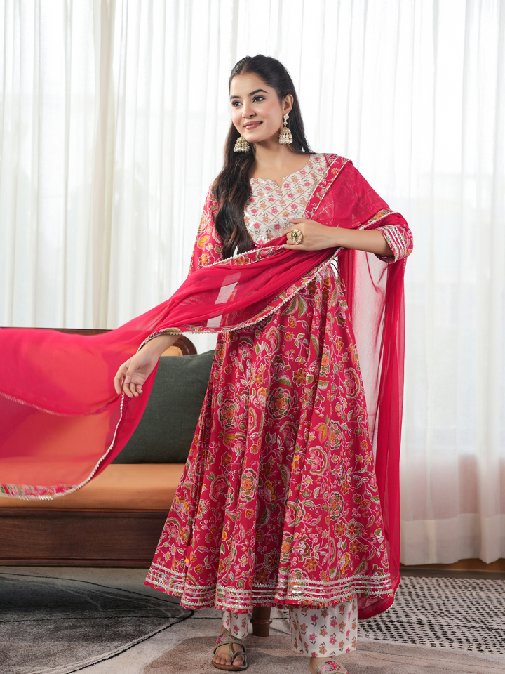 RANI FLORAL LACE WORK ANARKALI SET