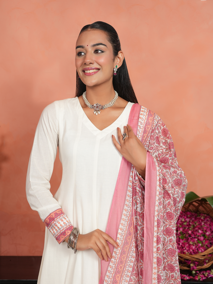PINK KINARI PRINTED ANARKALI SET