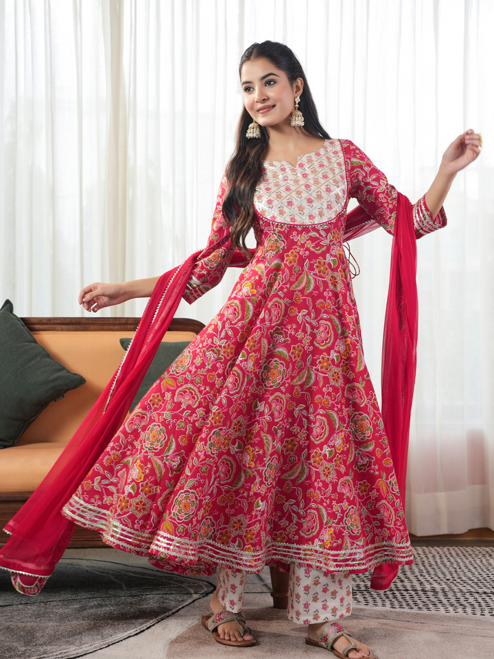 RANI FLORAL LACE WORK ANARKALI SET