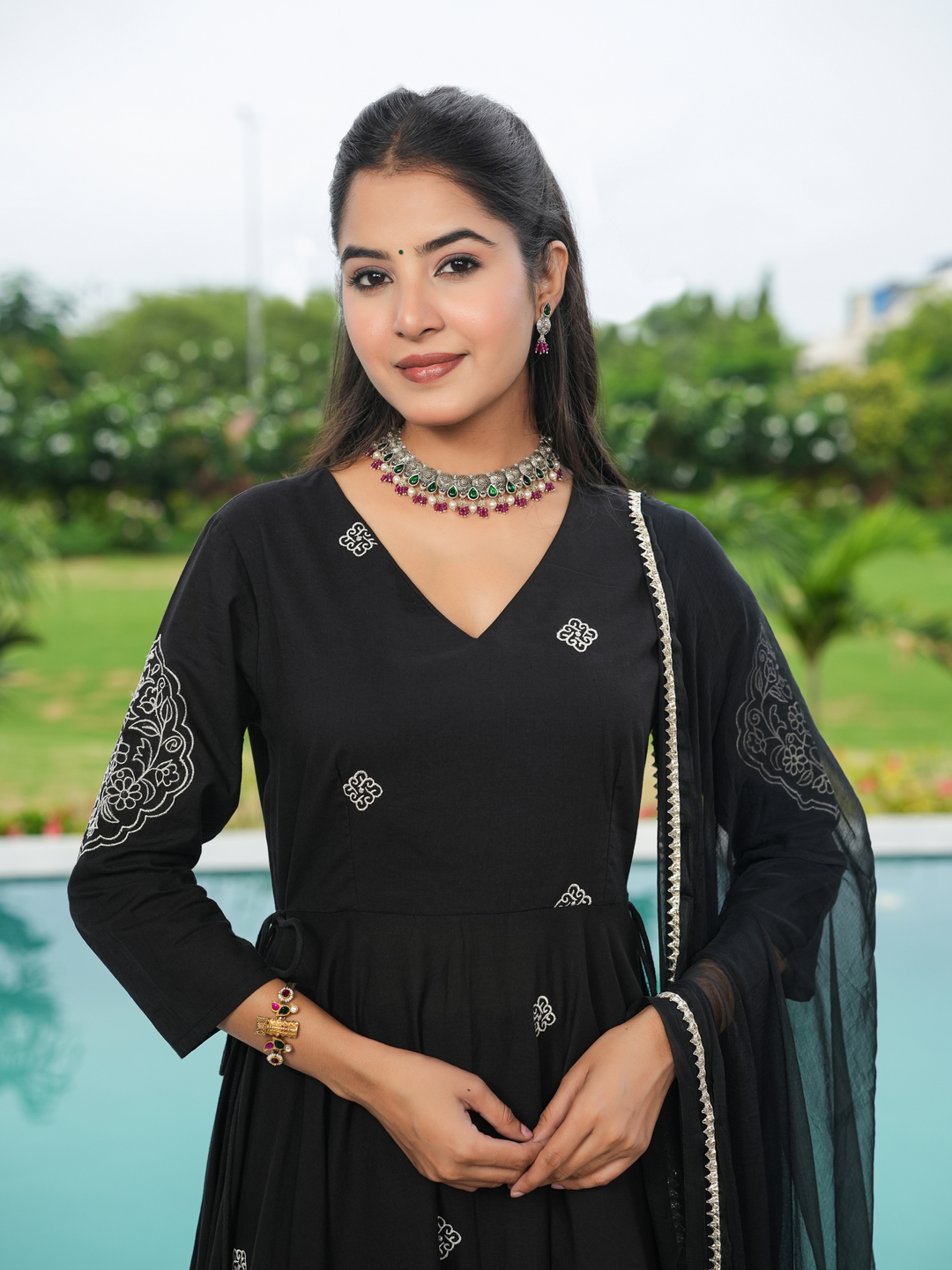 SIYAH EMBROIDERED COTTON KURTA SET