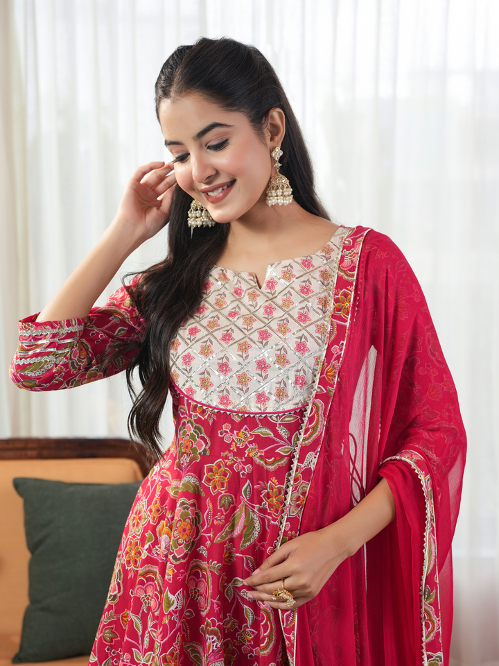 RANI FLORAL LACE WORK ANARKALI SET